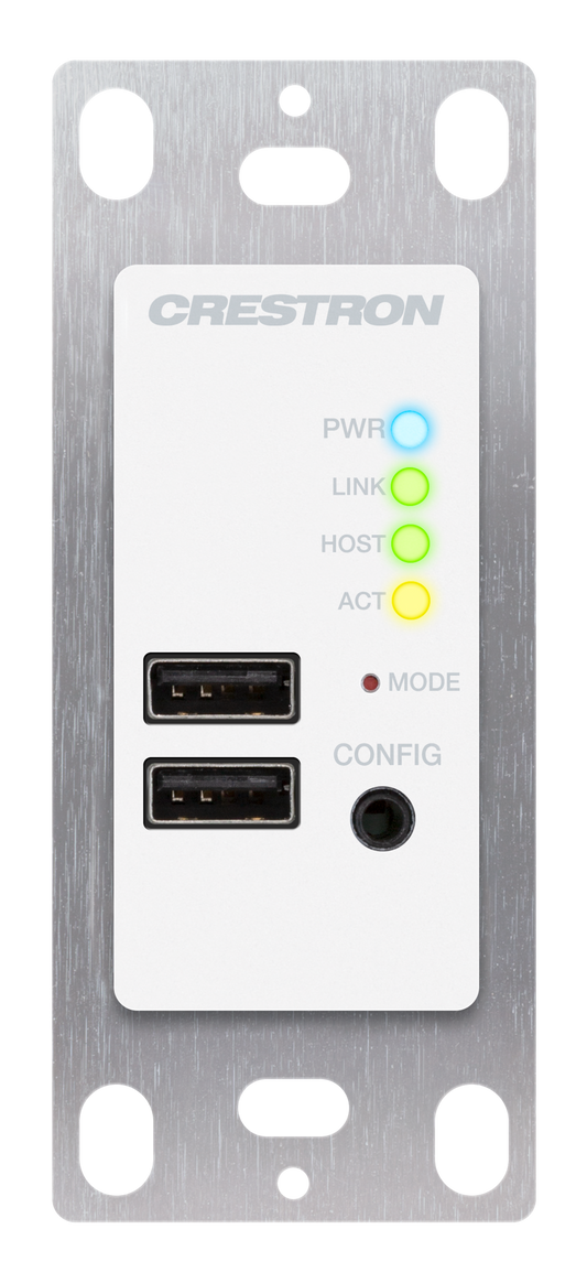 Crestron USB-EXT-2-REMOTE-1G-W - USB over Category Cable Extender Wall Plate, Remote, White