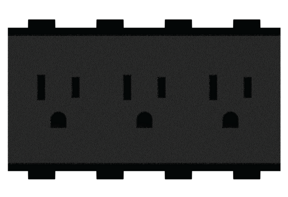 Crestron FT2A-PWR-US-3 - AC Power Outlet Module for FT2 Series, Triple, US NEMA 5, Type B, w/2 Under-Table Outlets & Cord