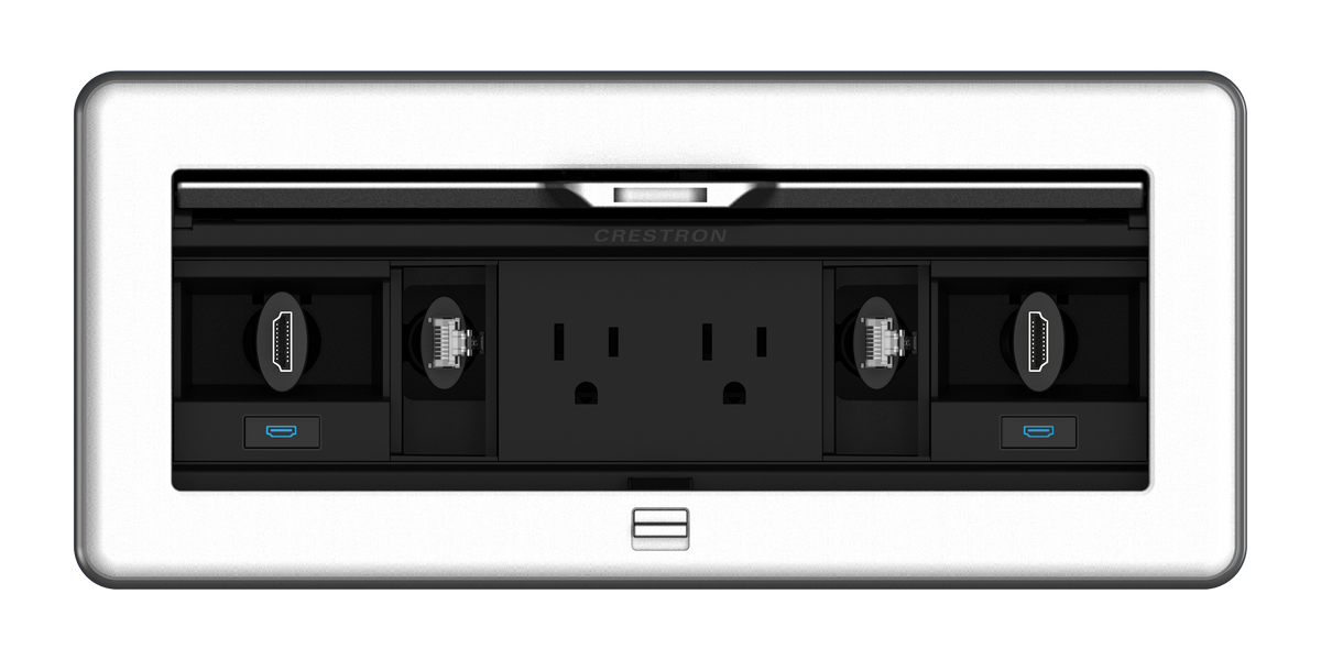 Crestron FT2-1200-ELEC-PTL-AL - FlipTop™ FT2 Series Cable Management System, 1200 Size, Electrical, Pass-Through Lid, Alloy