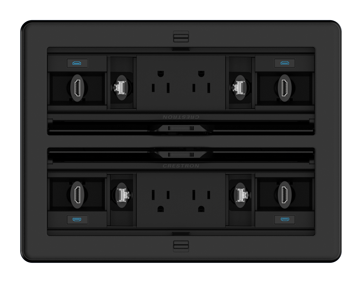 Crestron FT2-1400-ELEC-PTL-B - FlipTop™ FT2 Series Cable Management System, 1400 Size, Electrical, Pass-Through Lid, Black