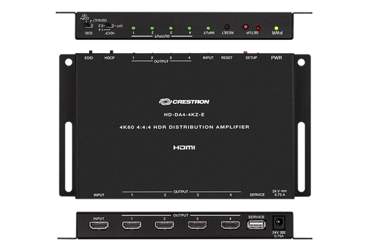 Crestron HD-DA4-4KZ-E - 1:4 HDMI® Distribution Amplifier w/4K60 4:4:4 & HDR Support