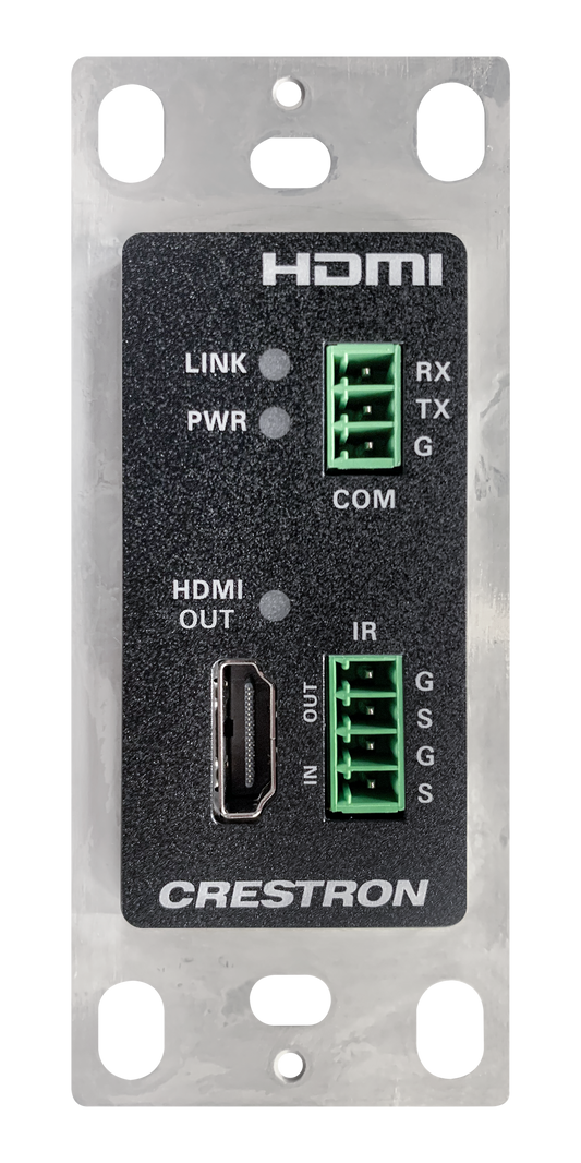 Crestron HD-RXC-4KZ-101-1G-B - DM® Essentials 4K60 4:4:4 Receiver for HDMI®, RS-232, and IR Signal Extension over CATx Cable, Wall Plate, Black