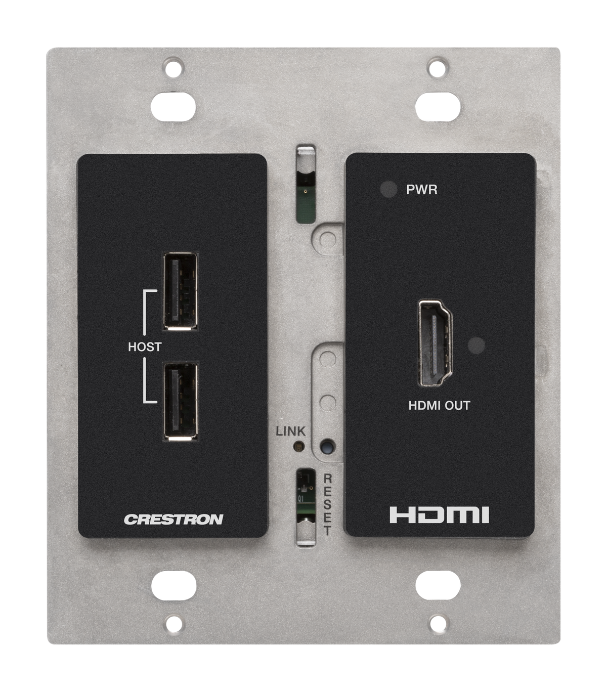 Crestron HD-RXU-4KZ-101-2G-B - DM® Essentials 4K60 4:4:4 Receiver for HDMI® and USB 2.0 Signal Extension over CATx Cable, Wall Plate, Black