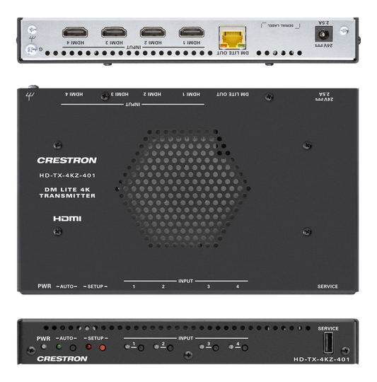Crestron HD-TX-4KZ-401 - DM® Essentials 4K60 4:4:4 Transmitter and 4x1 Auto-Switcher for HDMI® Signal Extension over CATx Cable