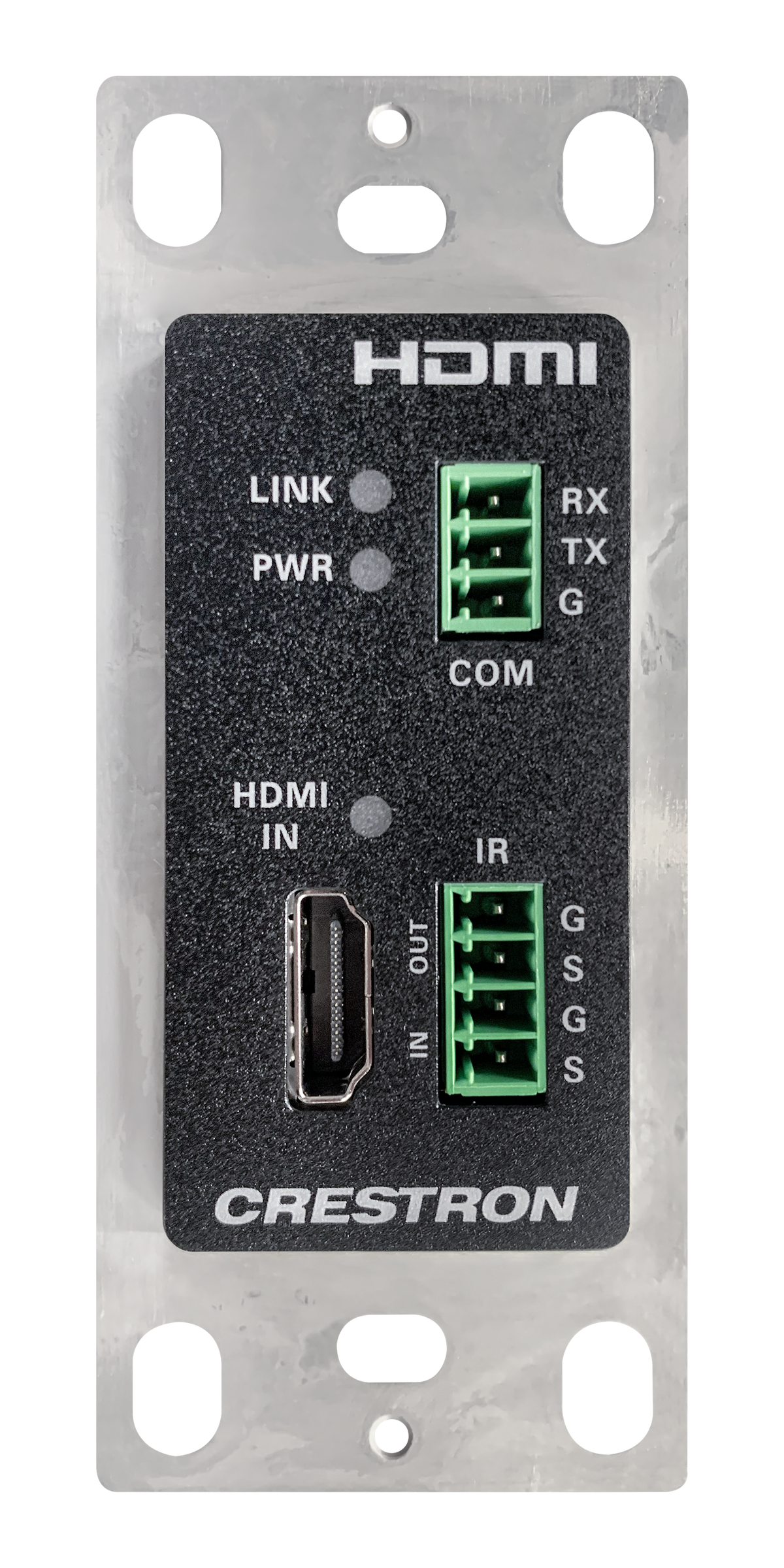 Crestron HD-TXC-4KZ-101-1G-B - DM® Essentials 4K60 4:4:4 Transmitter for HDMI®, RS‑232, and IR Signal Extension over CATx Cable, Wall Plate, Black