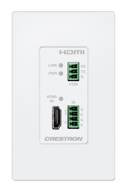 Crestron DM-EXT-1021-1G-W KIT - 4K 2x1 DM® Essentials Scaling Auto-Switcher and Wall Plate Extender over CATx Cable, White