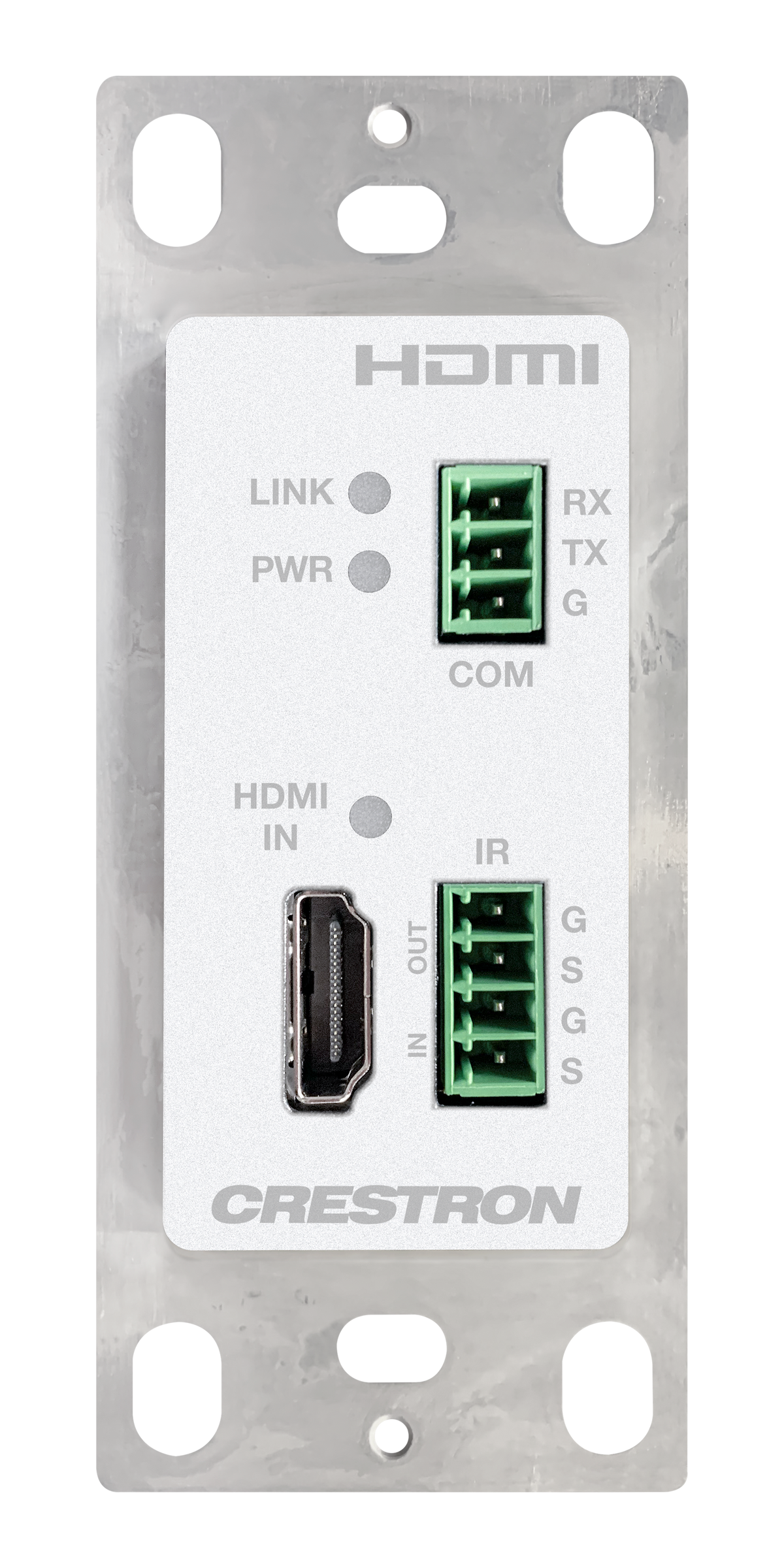 Crestron HD-TXC-4KZ-101-1G-W - DM® Essentials 4K60 4:4:4 Transmitter for HDMI®, RS‑232, and IR Signal Extension over CATx Cable, Wall Plate, White