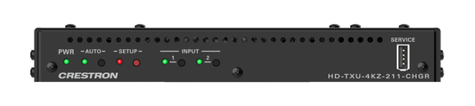 Crestron HD-TXU-4KZ-211-CHGR - DM® Essentials 4K60 4:4:4 Transmitter and 2x1 Auto-Switcher for HDMI®, USB-C® DisplayPort™, and USB 2.0 Signal Extension over CATx Cable with Device Charging