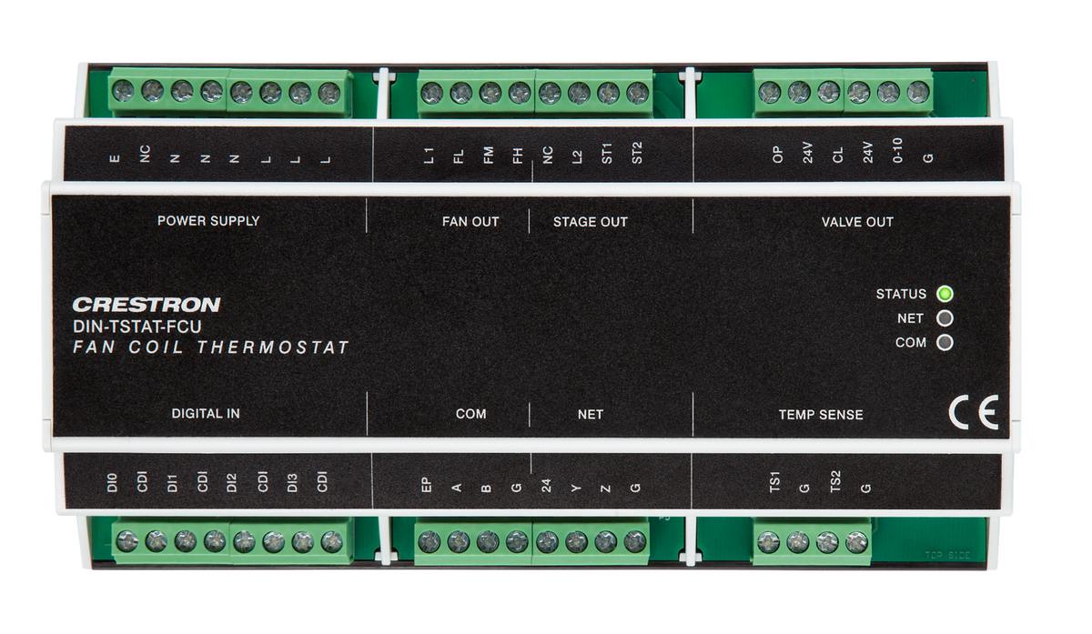 Crestron DIN-TSTAT-FCU - DIN Rail Heating & Cooling Fan-Coil Thermostat