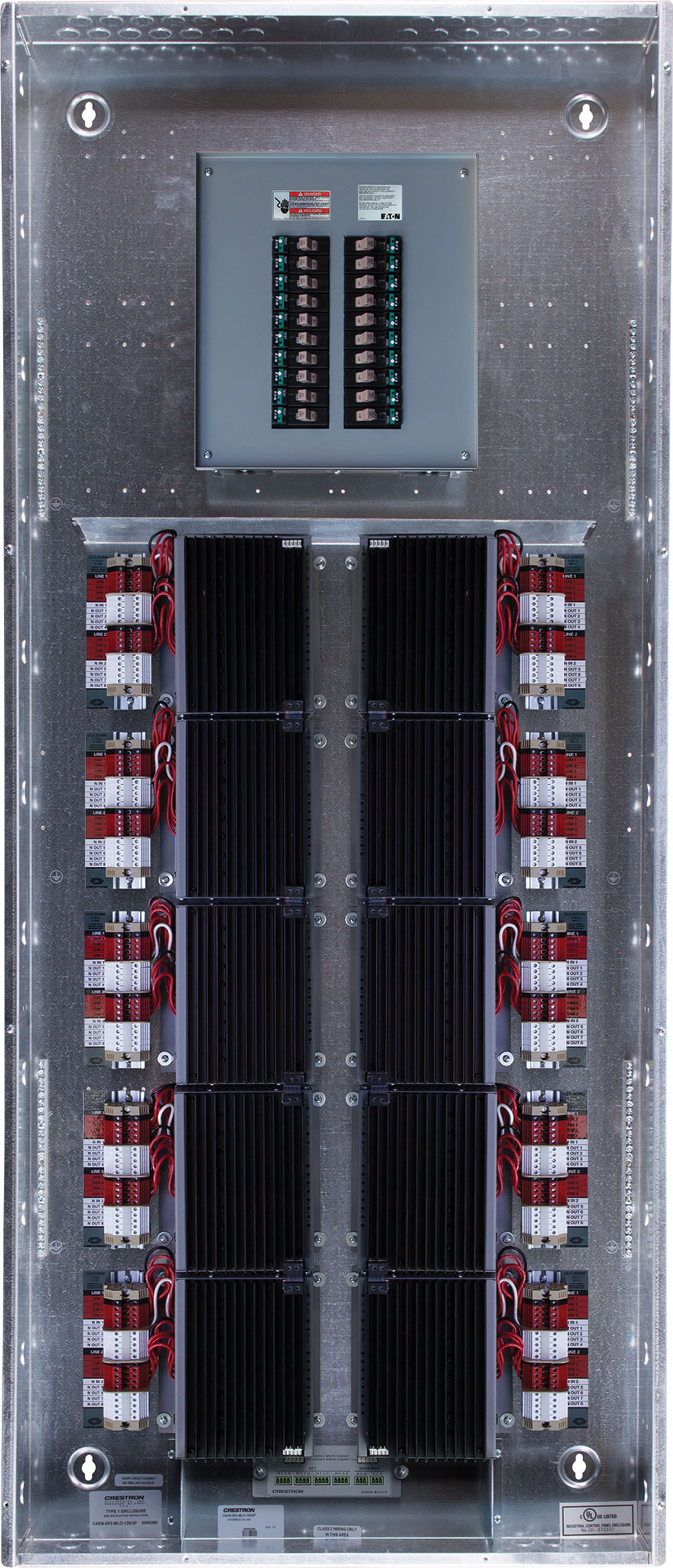 Crestron CAEN-5X1-MLO-120/2P - Automation Enclosure, 5 modules high x 1 module wide, 20 breaker slots, split phase