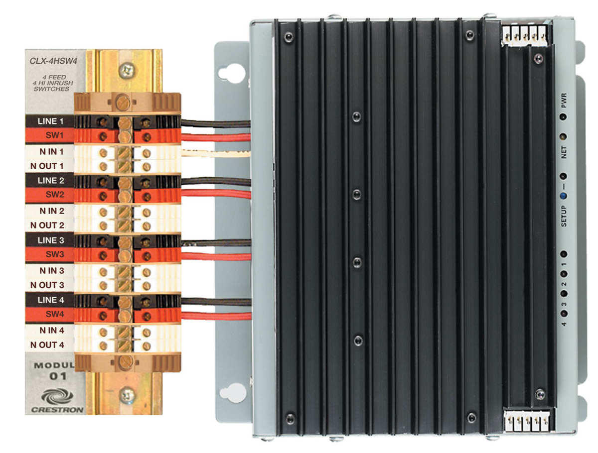 Crestron CLX-4HSW4 - 4 Channel High-Inrush Switch Module, 4 Feeds, 120V
