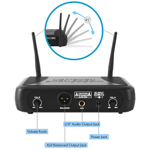 Pyle Pro UHF Wireless Microphone System Kit with Handheld, Headset, and Lavalier Mics