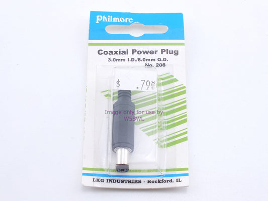 Philmore 208 Coaxial Power Plug 3.0mm I.D./6.0mm O.D. (bin30)