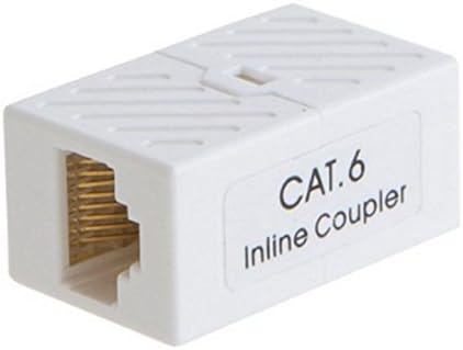 Cat6 Inline Coupler, White, RJ45 Female to RJ45 Female