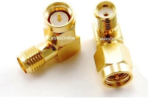 CablesOnline SMA Male to Female Right Angle 90-Degree Adapter w/Gold Plated Contacts