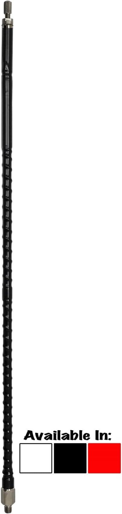 PROCOMM - BTF2-B Black 2.25' Tall TOP Load 1/4 Wave Heavy Duty TUNEABLE TIP Fiberglass CB Antenna