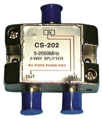 Philmore 2GHZ High "Q" 2-Way Low Loss Coaxial TV Satellite Signal Splitter With Weather Caps, Commercial Grade - CS202