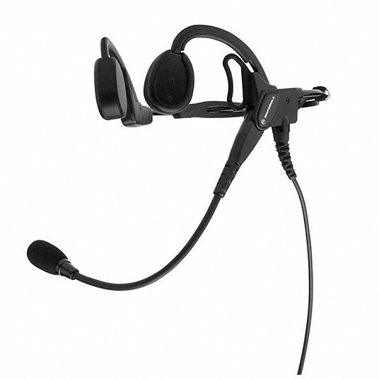 MOTOROLA Headset: Fits Motorola, Behind-the-Head, Push To Talk, Black, 1 Wires, RMN4049A