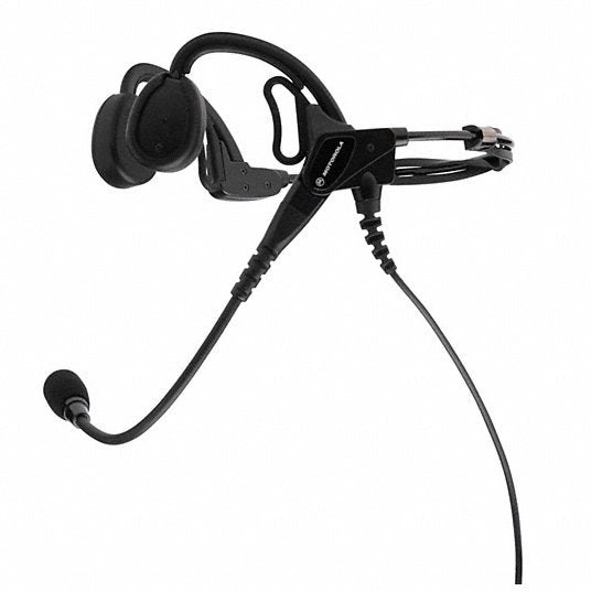 MOTOROLA Headset: Fits Motorola, Behind-the-Head, Push To Talk, Black, 1 Wires, RMN4049A