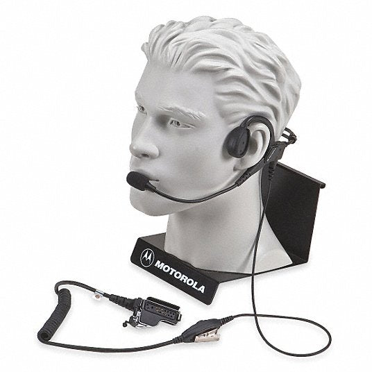 MOTOROLA Headset: Fits Motorola, Behind-the-Head, Push To Talk, Black, 1 Wires, RMN4049A