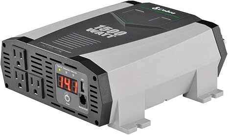 Cobra CPI1590 Portable Power Inverter – 1500 Watt Car Charger, 2 Grounded AC Outlets, 12 Volt 2.4 Amp USB Port, Survival Gear, Camping Accessories, Travel Essentials