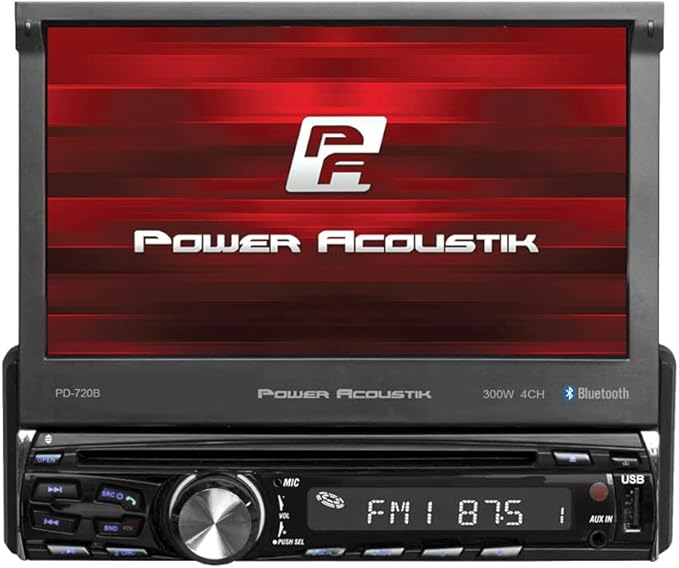 Power Acoustik PD-720B Single DIN with 7-inch Motorized LCD Touchscreen, DVD, CD/MP3 Car Stereo with Bluetooth