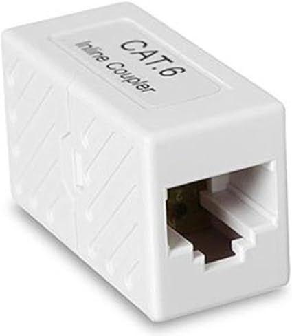 Cat6 Inline Coupler, White, RJ45 Female to RJ45 Female