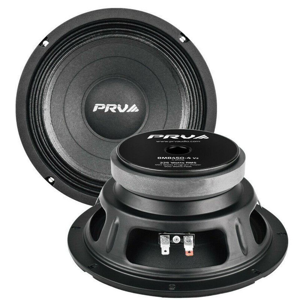 PRV Audio 8MB450-4 v2 8" Pro Midbass 450Watts Woofer 4-Ohm Car Audio Speaker