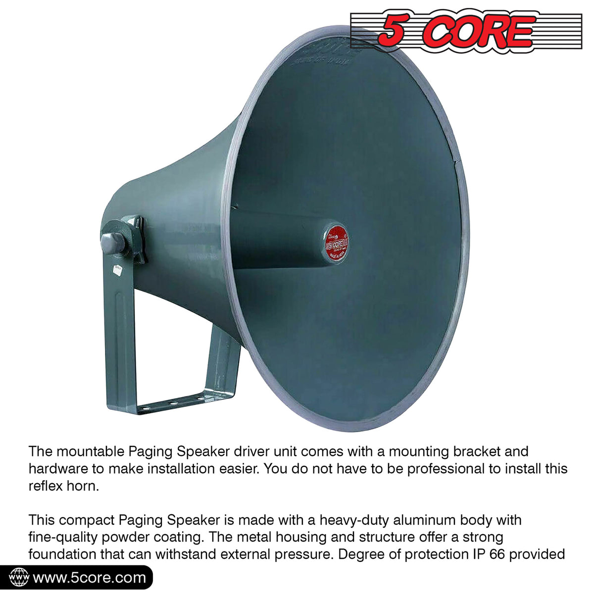 5 Core PA Speaker Horn Throat 16 inch All Weather Use Support Wide Range of Compression Drivers