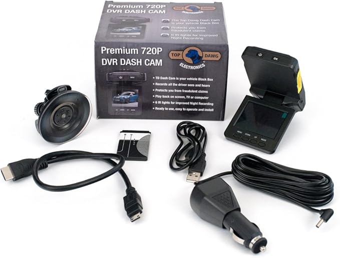 TDCAM01 Premium 720P DVR Dash Cam (Black)