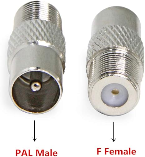 European TV Adapter, 2 Pack PAL Male to F Female Coax Connector Convertor for TV, Antenna, Tuner