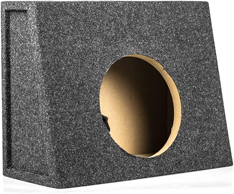 Sealed 10'' Subwoofer Truck Box Slanted Enclosure Single Sub 1'' MDF Face, Gray (RI204)