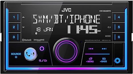 JVC KW-X840BTS Bluetooth Car Stereo Receiver with USB Port – AM/FM Radio, MP3 Player, Amazon Alexa Enabled - 1.5-line display - Double DIN – 13-Band EQ (Black)