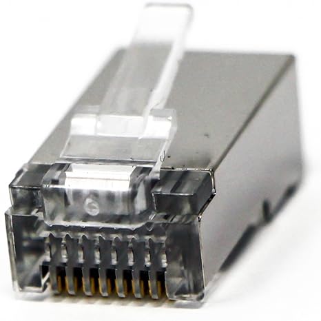 TP806 Shielded RJ45 CAT5 CAT5E Crimp Connector (100 Pack Bag) 8P8C STP Ethernet Network Cable Plug Crimp Jack