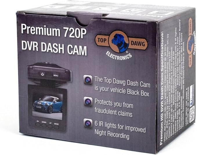 TDCAM01 Premium 720P DVR Dash Cam (Black)