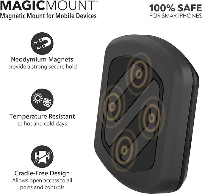 Scosche MAGFMB MagicMount Flush Magnetic Car Mount, Universal Cell Phone Holder for Car Dashboard and Flat Surfaces, Easy Magnet Mounting for iPhone, iPad, Smartphones, Tablets, and More