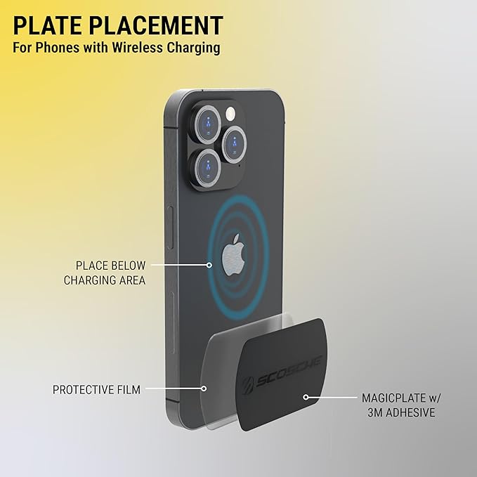 Scosche MAGRKI MagicMount Phone Replacement Plate Kit - for Magnetic Car Phone Mount Holder with Extra Strength Hold, Universal with All Devices, Black