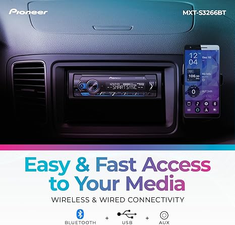 Pioneer MXT-S3266BT Digital Media Receiver with Pioneer Smart Sync and Bluetooth Connectivity Smartphone Control, Includes 2 Pairs of Coaxial 6.5” 2-Way Speakers