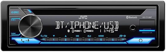 JVC KD-T710BT - CD Car Stereo, Single Din, Bluetooth Audio and Hands Free Calling w/External Microphone, CD, MP3, USB, AUX Input AM/FM Radio, High Power Amp, Amazon Alexa Voice Control