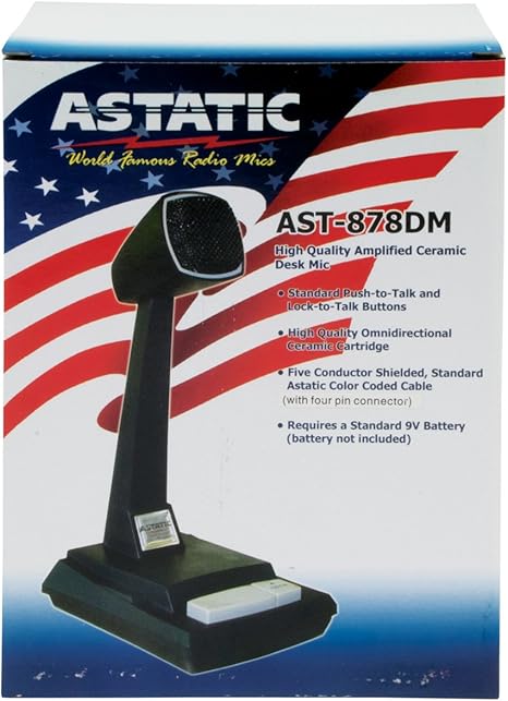 Astatic 302-AST878DM CB Desk Microphone, Black, Auxiliary