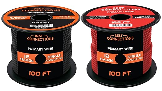 12 Gauge Automotive Primary Wire Bundle (100ft Each, Red & Black)