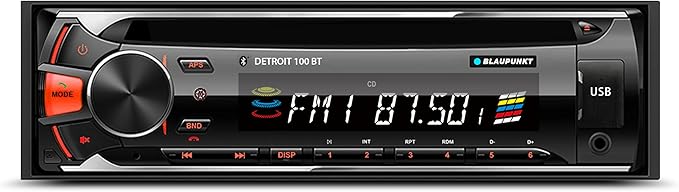 Blaupunkt DETROIT 100 BT CD, AM/FM-MPX2 Bluetooth Car Stereo Receiver with Remote Control and Removable Face Plate