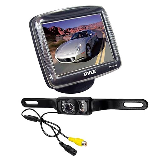 PLCM36 3.5-Inch Slim TFT LCD Universal Mount Monitor with License Plate Mount Rear-view Night Vision Backup Camera