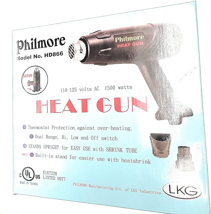 Philmore Heat Gun Dual Range (High and Low) Model No. HD866 Dual Range 500°F Low 900-1100°F High 117 VAC 1100 Watts