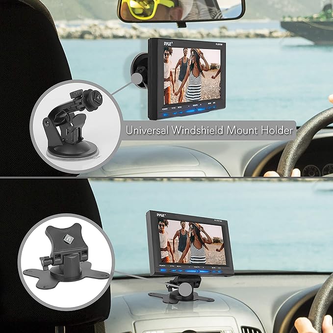 Pyle 7 Window Suction Mount TFT/LCD Video Monitor w/ Universal Mount Rearview Backup Color Camera Distance Scale Line