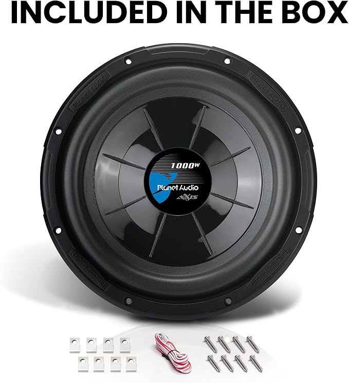 Planet Audio PX12 Axis Series 12 Inch Car Audio Subwoofer - 1000 Watts Max, Dual 4 Ohm Voice Coil, Sold Individually, For Truck Boxes and Enclosures