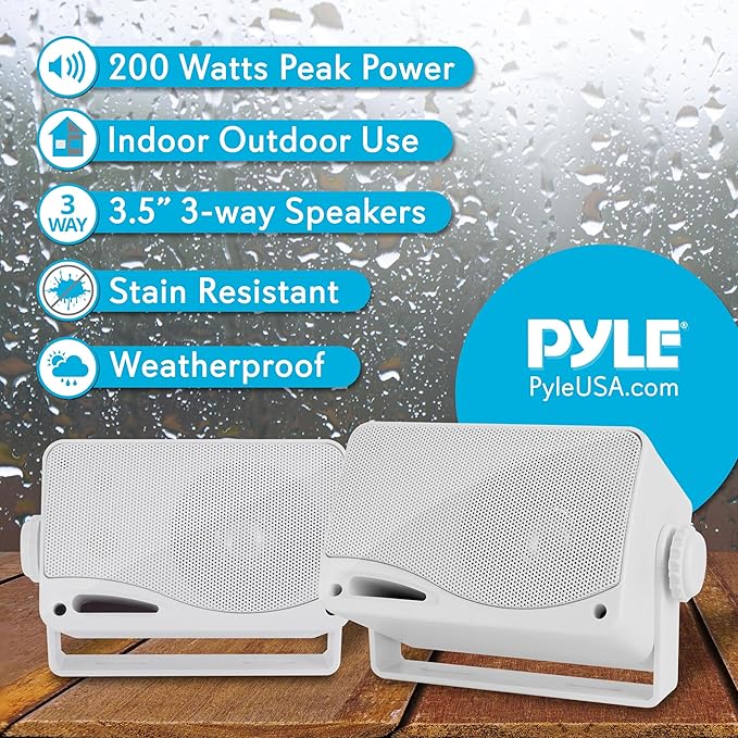 3.5-Inch 200 Watt 3-Way Weather Proof Mini Box Speaker System