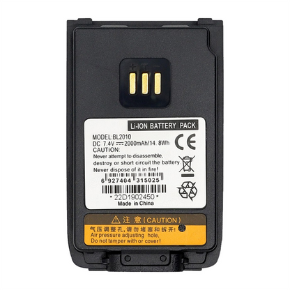 Hytera BL2010 Battery 2000mAh Li-Ion Battery (RoHS) PD4, PD5i & PD6i Series FW R7.0 or above Only