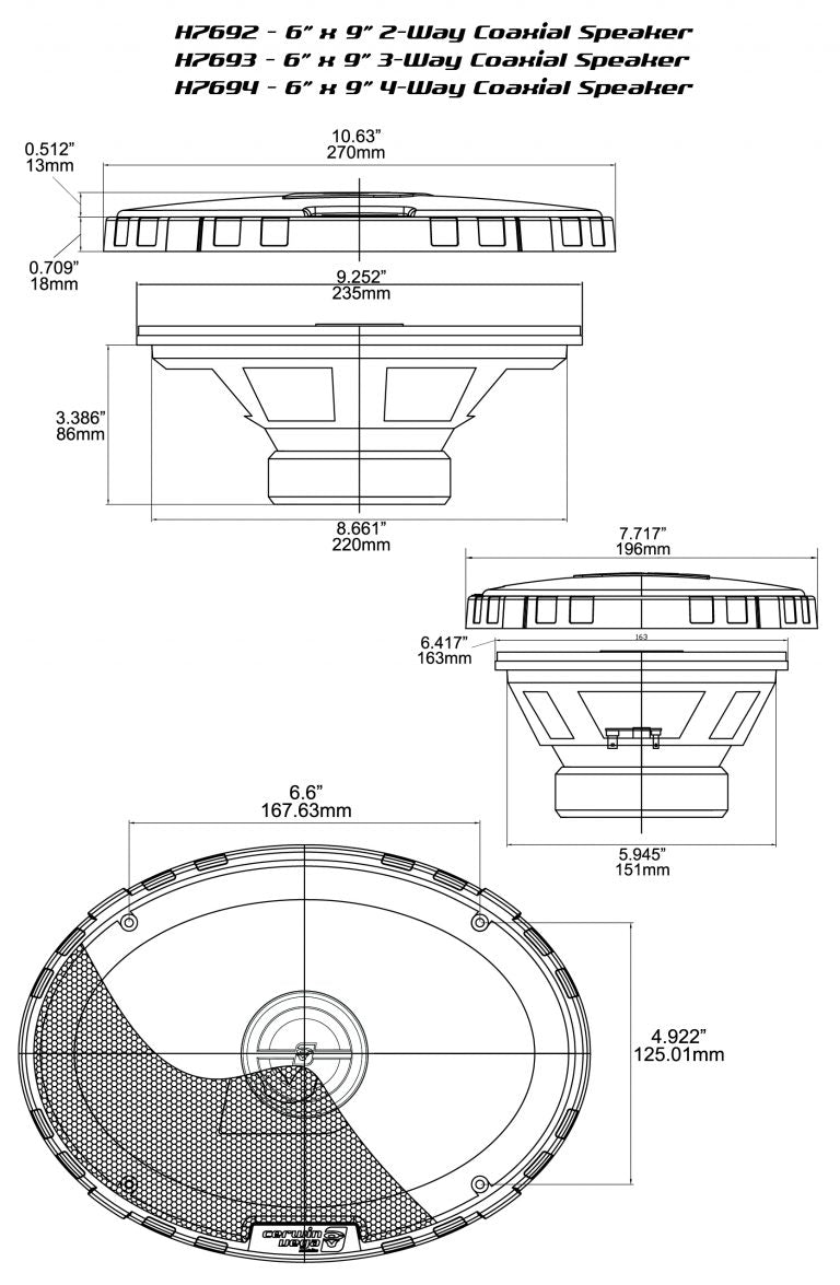 HED Series 6"x 9" 2-Way Coaxial Speakers - H7692