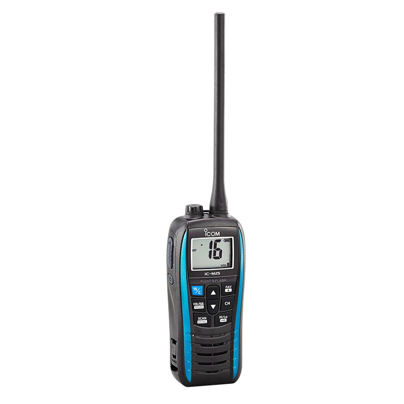 ICOM-M25 EVO BLUE 71 USA - 5W floating marine VHF Marine radio with USB-C type charging in marine blue